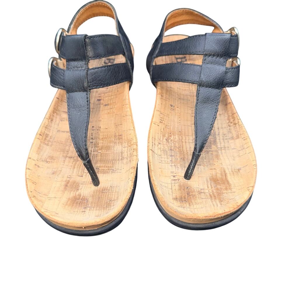 Born Black Leather T Strap Thong Sandals Women’s 7M Comfort Cork - Picture 3 of 14